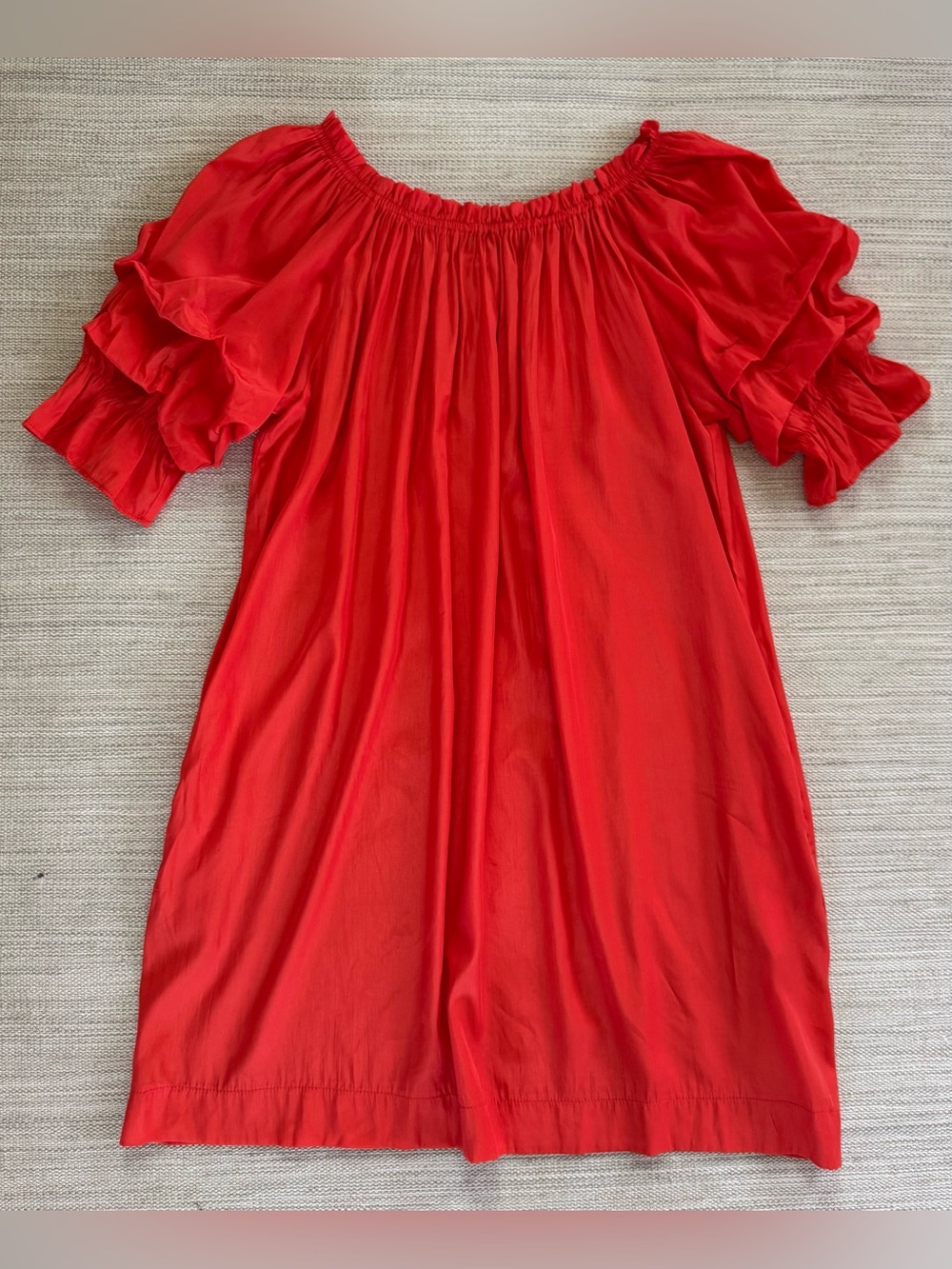 Mersea Tulum ruffled puff sleeve off shoulder lightweight flowy dress women’s L
